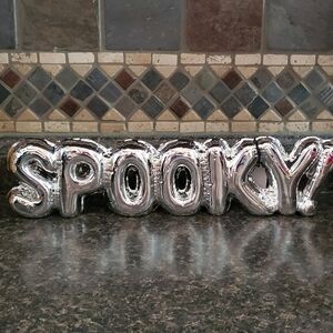 Silver Metallic Ceramic BALLOON LETTERS "Spooky" Halloween Decor SIGN TJ MAXX